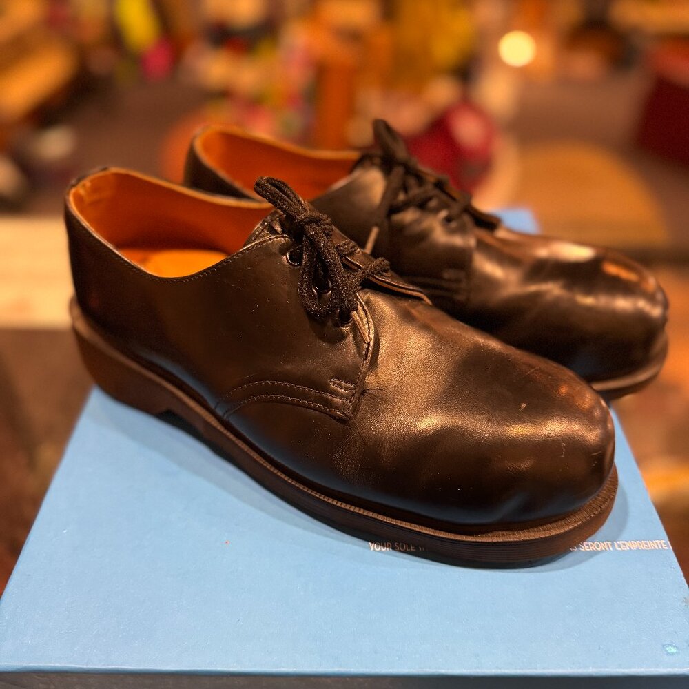 JOHN FLUEVOG / DR MARTENS STEEL TOE - BLACK - UK7/MENS 8 WOMENS 10